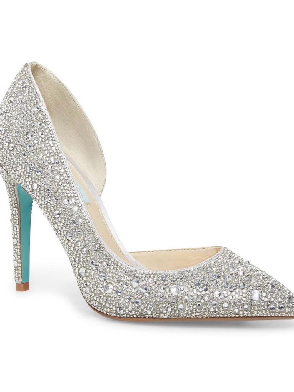 Betsey Johnson SB- Shary Silver Crystal Pump / Heel with Turquoise Sole sz 8.5